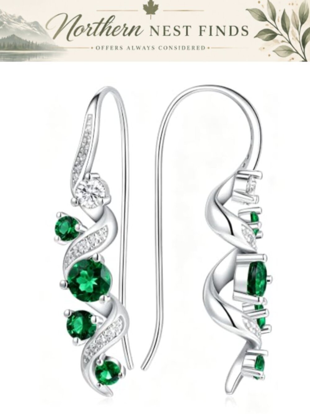 Moissanite Emerald Sapphire Ruby Dangle Earrings 925 Sterling Silver